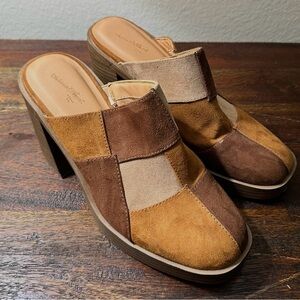Universal Threads Patchwork Leather Block Heel Mules size 8